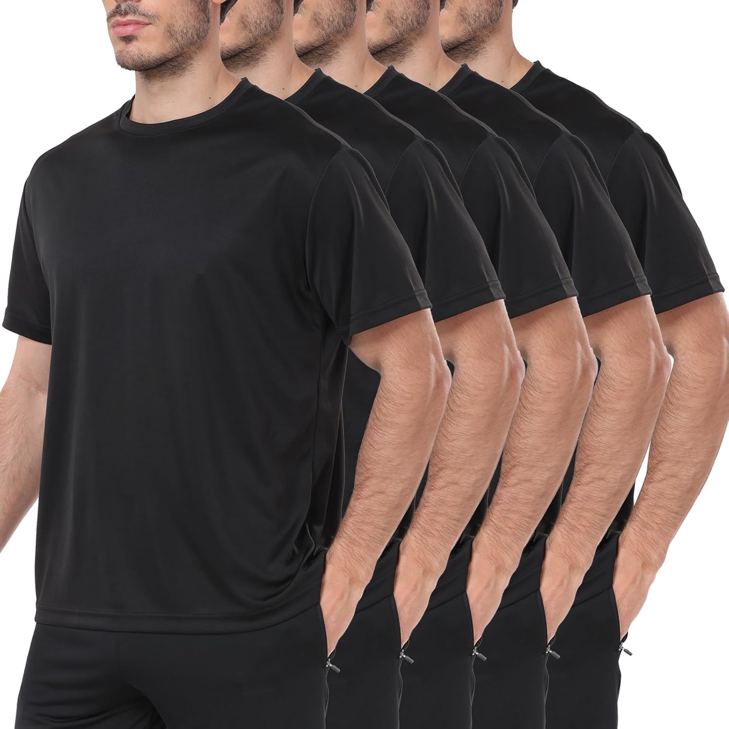 HovSiyla 1\/5 Pack Workout Shirts for Men Athletic Running Gym Quick Dry Short Sleeve Performance Moisture Wicking T Shirt